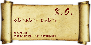 Kádár Omár névjegykártya